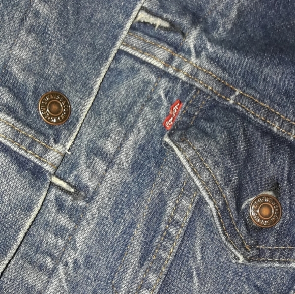 Vintage Levis Jacket Quilted Lining Denim Jeans - Picture 8 of 9